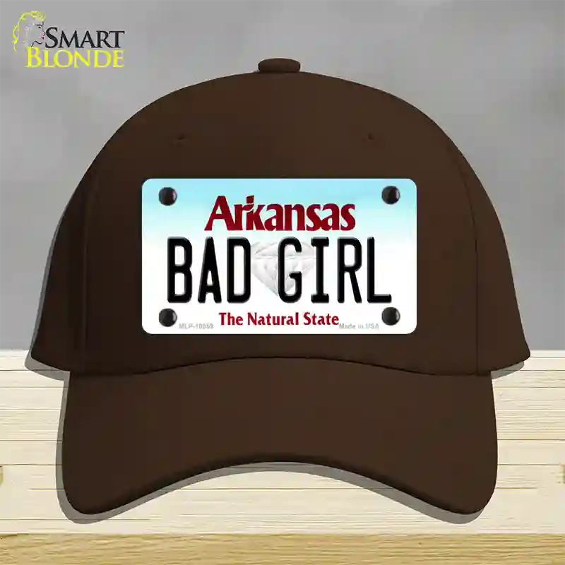 Bad Girl Arkansas Novelty License Plate Hat Cotton / Dark Brown