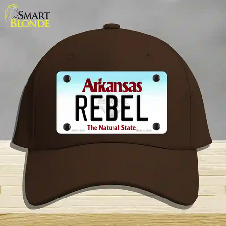 Rebel Arkansas Novelty License Plate Hat Cotton / Dark Brown