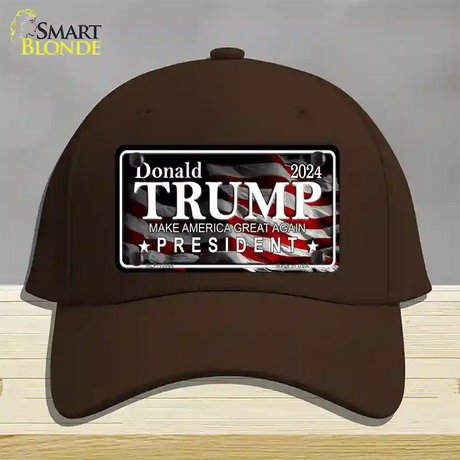 Trump 2024 Novelty License Plate Hat Cotton / Dark Brown