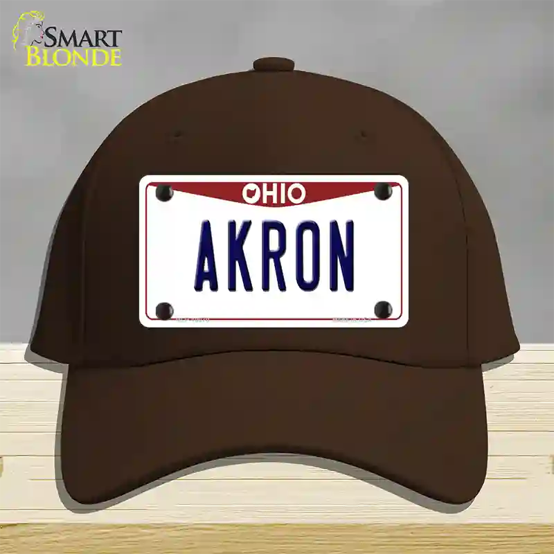 Akron Ohio Novelty License Plate Hat Cotton / Dark Brown