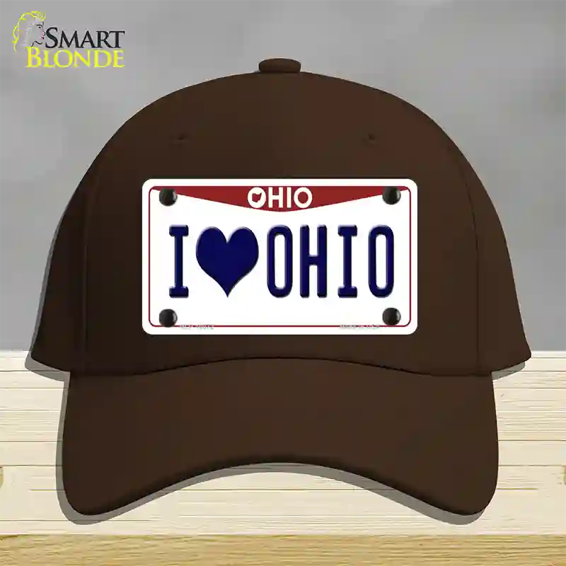 I Love Ohio Novelty License Plate Hat Cotton / Dark Brown