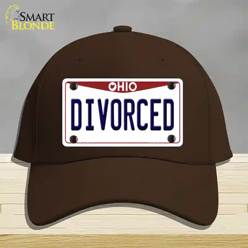 Divorced Ohio Novelty License Plate Hat Cotton / Dark Brown