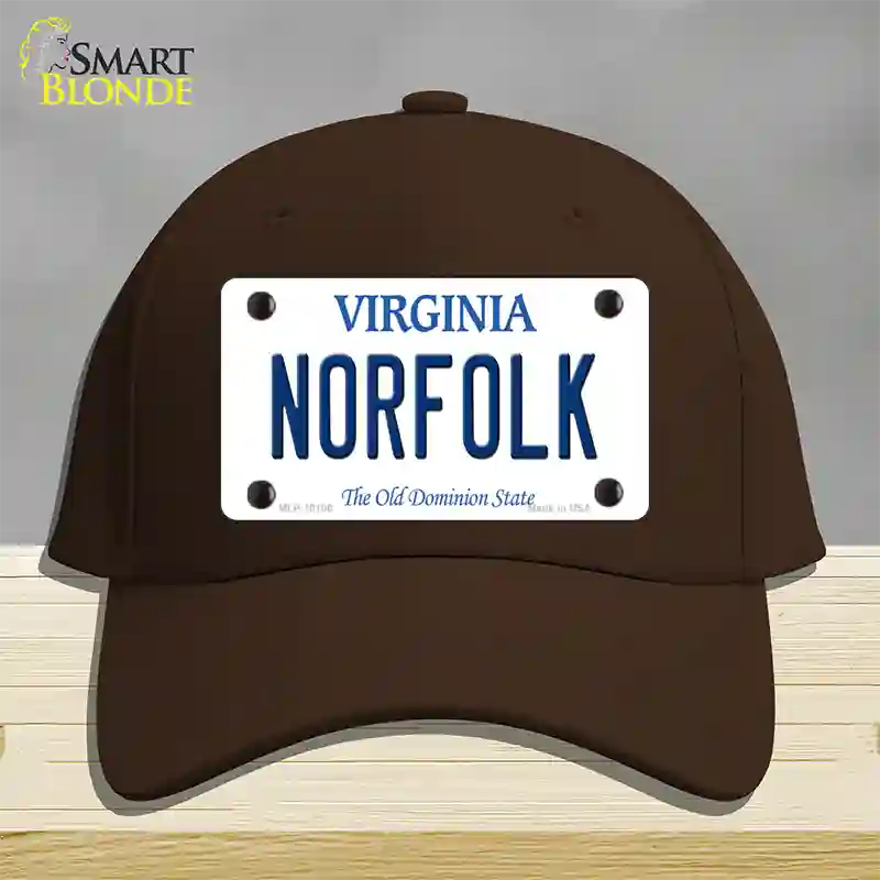 Norfolk Virginia Novelty License Plate Hat Cotton / Dark Brown