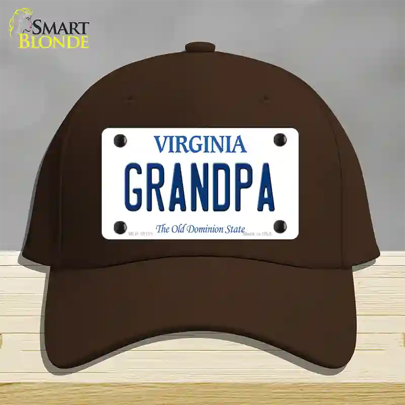 Grandpa Virginia Novelty License Plate Hat Cotton / Dark Brown