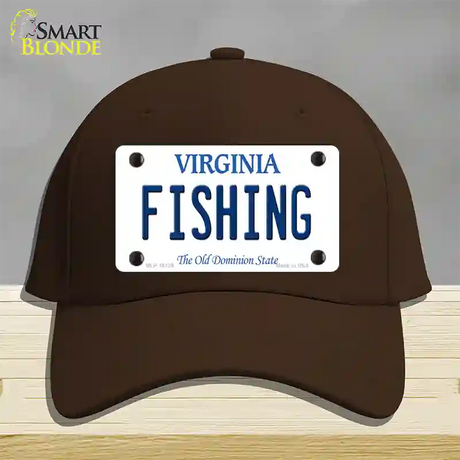 Fishing Virginia Novelty License Plate Hat Cotton / Dark Brown