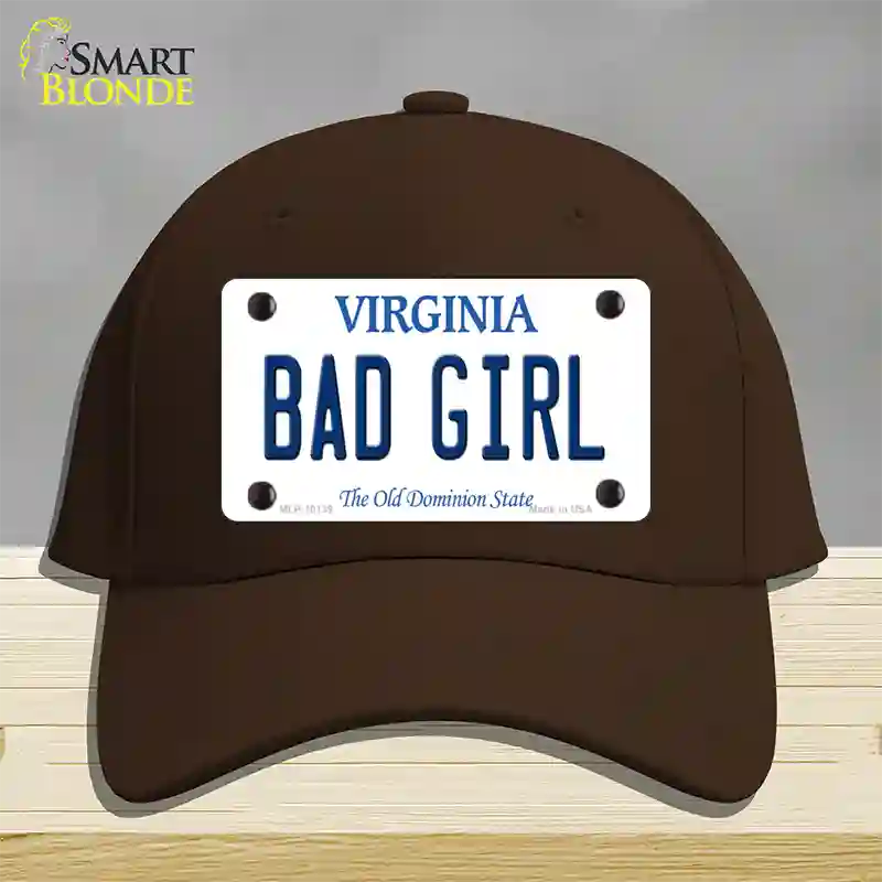 Bad Girl Virginia Novelty License Plate Hat Cotton / Dark Brown