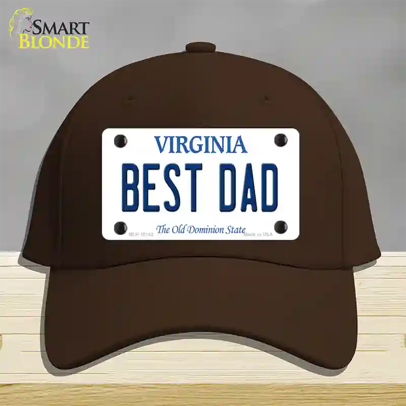 Best Dad Virginia Novelty License Plate Hat Cotton / Dark Brown