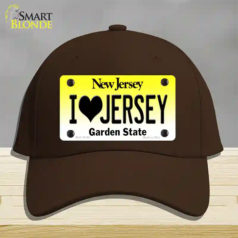 I Love Jersey New Jersey Novelty License Plate Hat Cotton / Dark Brown