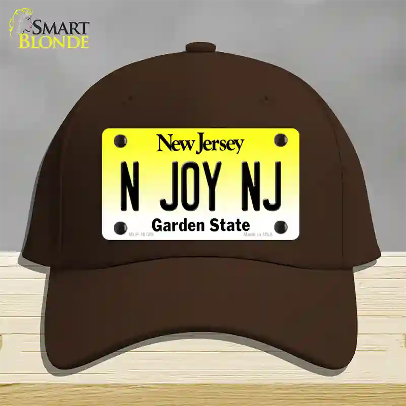 N Joy NJ New Jersey Novelty License Plate Hat Cotton / Dark Brown