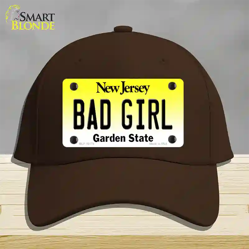 Bad Girl New Jersey Novelty License Plate Hat Cotton / Dark Brown