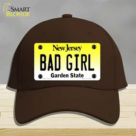 Bad Girl New Jersey Novelty License Plate Hat Cotton / Dark Brown