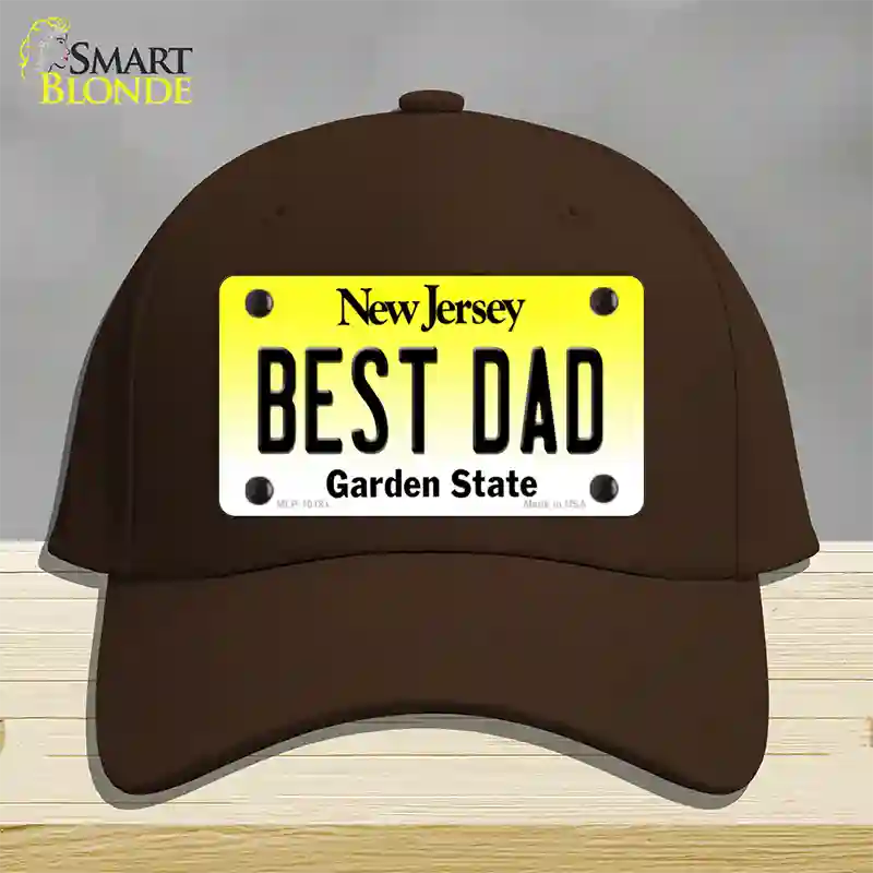 Best Dad New Jersey Novelty License Plate Hat Cotton / Dark Brown