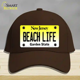 Beach Life New Jersey Novelty License Plate Hat Cotton / Dark Brown