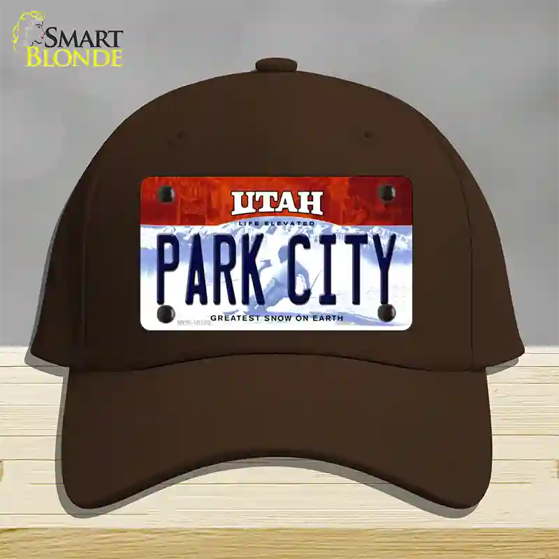 Park City Utah Novelty License Plate Hat Cotton / Dark Brown