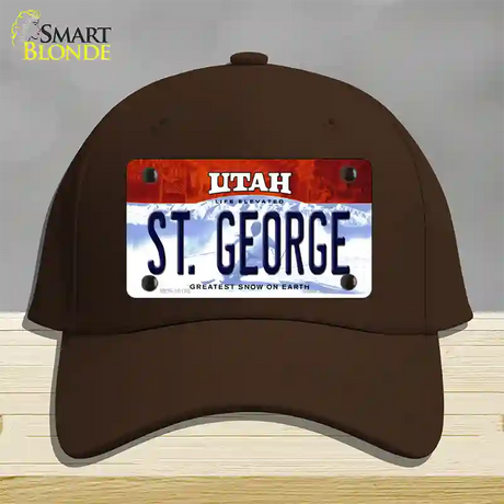 St George Utah Novelty License Plate Hat Cotton / Dark Brown