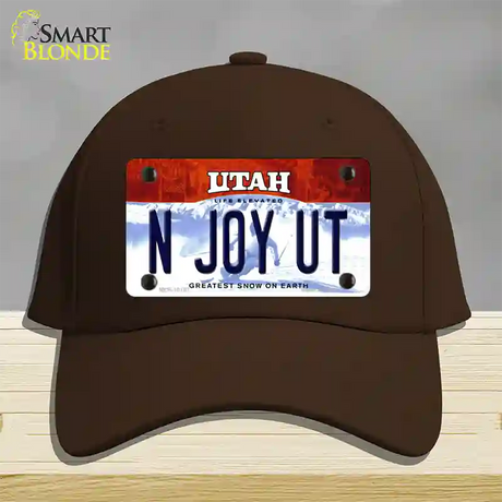 N Joy UT Utah Novelty License Plate Hat Cotton / Dark Brown