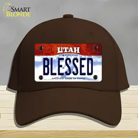 Blessed Utah Novelty License Plate Hat Cotton / Dark Brown