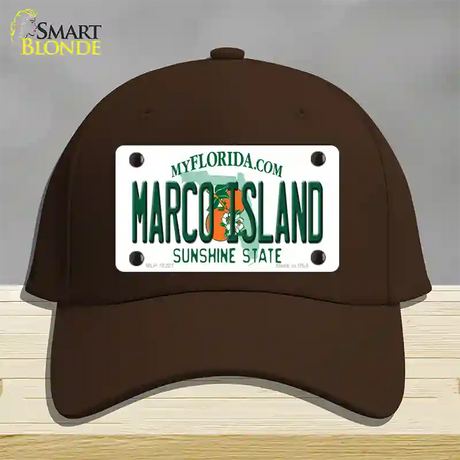 Marco Island Florida Novelty License Plate Hat Cotton / Dark Brown