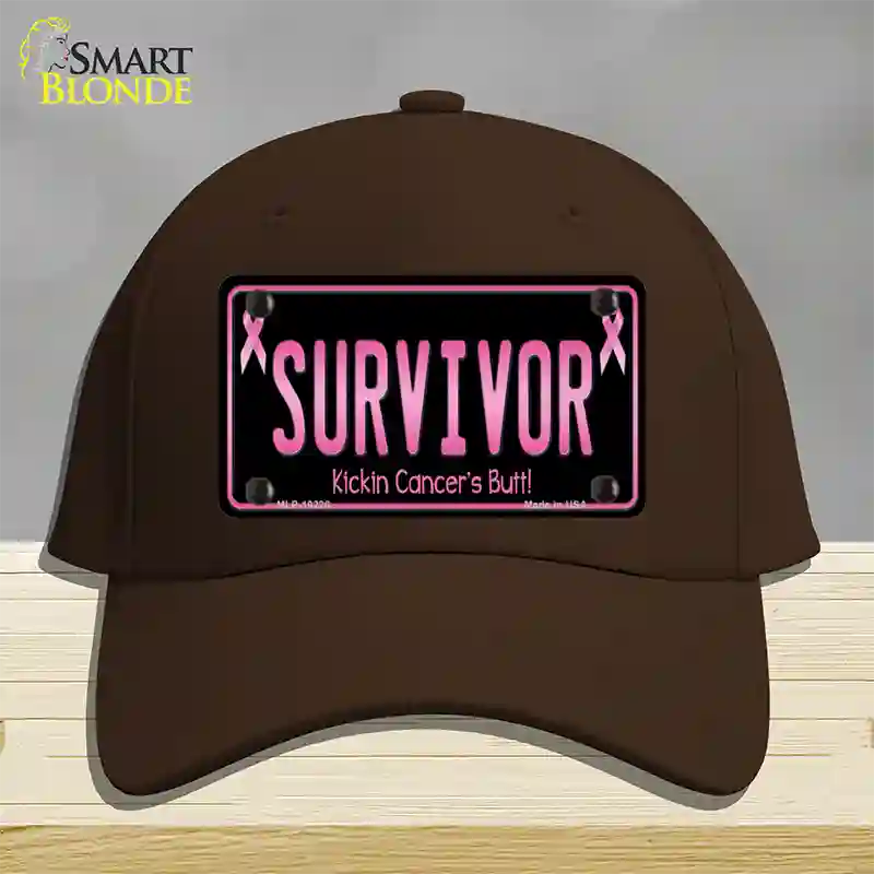 Survivor Novelty License Plate Hat Cotton / Dark Brown