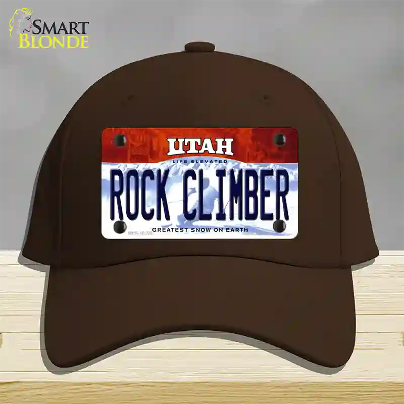 Rock Climber Utah Novelty License Plate Hat Cotton / Dark Brown