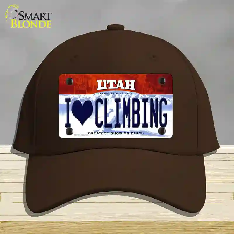 I Love Climbing Utah Novelty License Plate Hat Cotton / Dark Brown