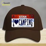 I Love Camping Utah Novelty License Plate Hat Cotton / Dark Brown