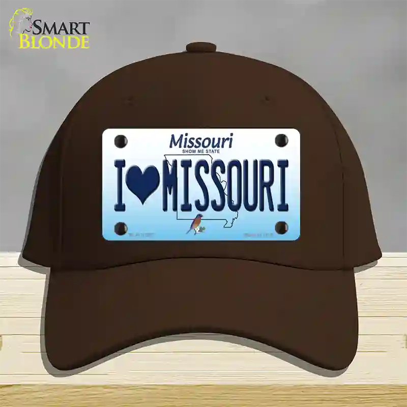 I Love Missouri Novelty License Plate Hat Cotton / Dark Brown