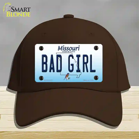 Bad Girl Missouri Novelty License Plate Hat Cotton / Dark Brown