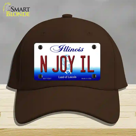 N Joy IL Illinois Novelty License Plate Hat Cotton / Dark Brown