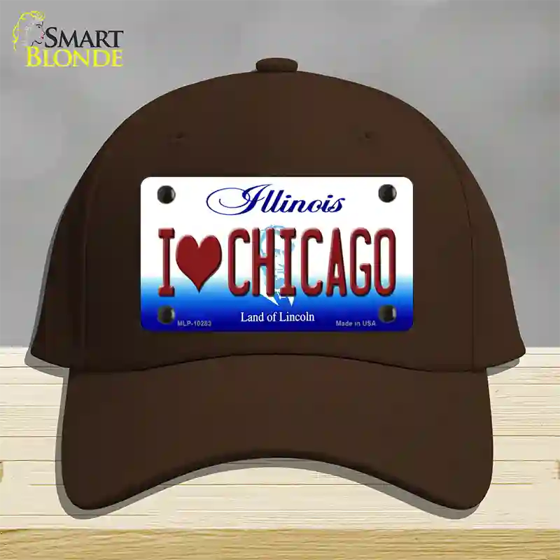 I Love Chicago Illinois Novelty License Plate Hat Cotton / Dark Brown