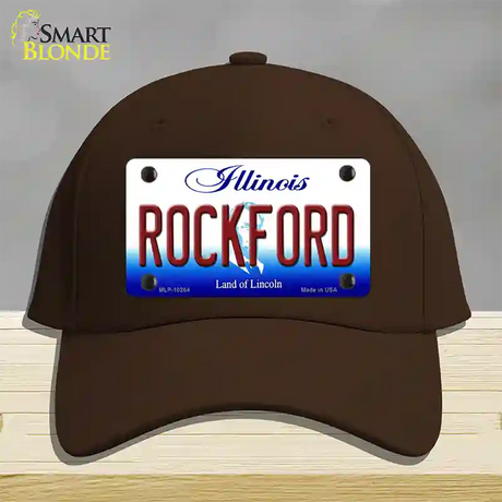 Rockford Illinois Novelty License Plate Hat Cotton / Dark Brown