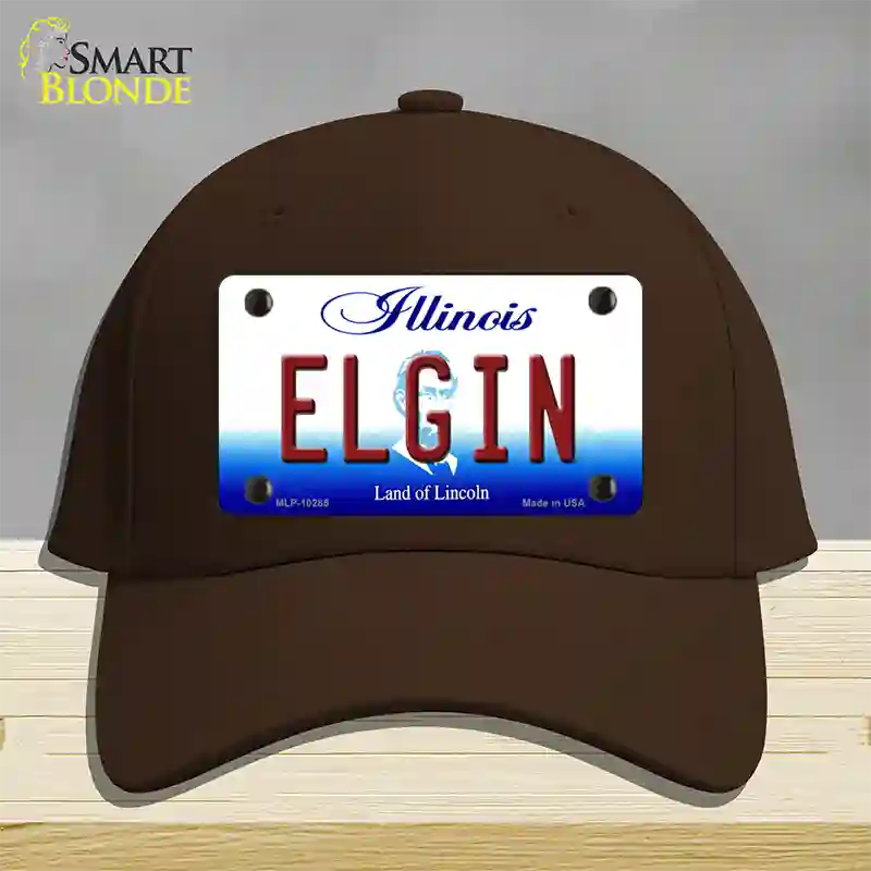 Elgin Illinois Novelty License Plate Hat Cotton / Dark Brown