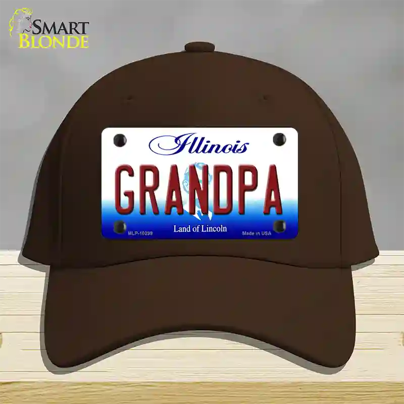 Grandpa Illinois Novelty License Plate Hat Cotton / Dark Brown