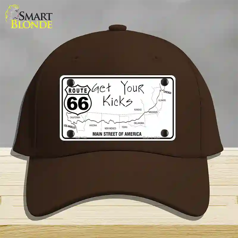 US Route 66 Map Novelty License Plate Hat Cotton / Dark Brown