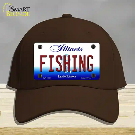 Fishing Illinois Novelty License Plate Hat Cotton / Dark Brown