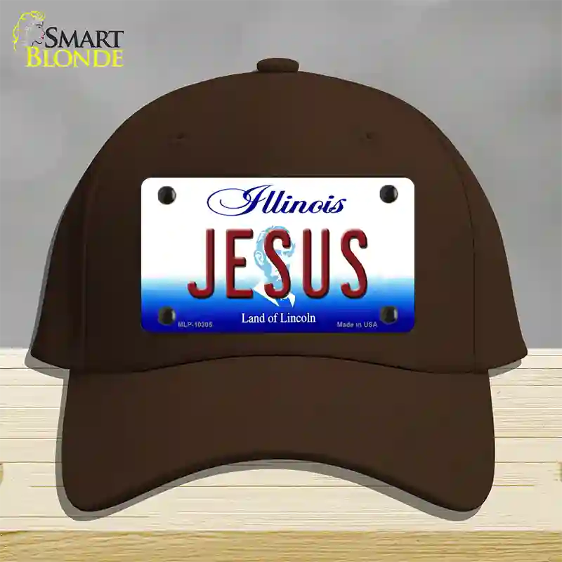 Jesus Illinois Novelty License Plate Hat Cotton / Dark Brown