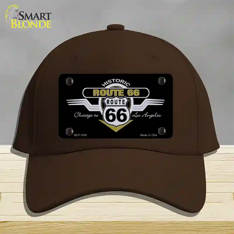 Route 66 Shield Wings Novelty License Plate Hat Cotton / Dark Brown