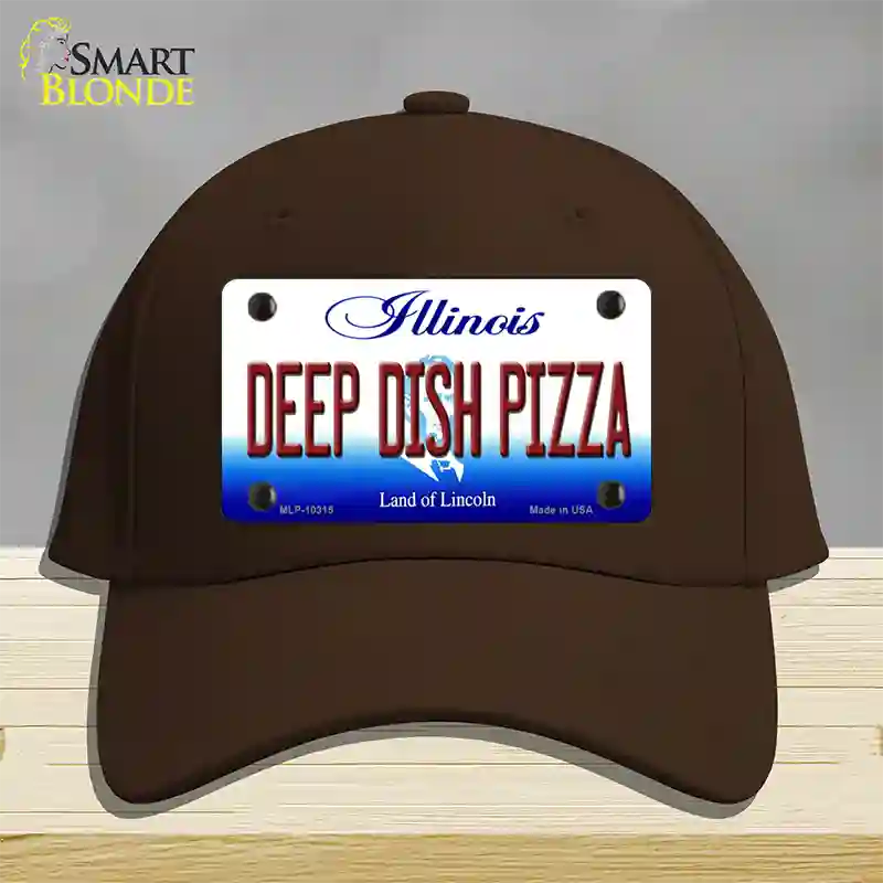 Deep Dish Pizza Illinois Novelty License Plate Hat Cotton / Dark Brown