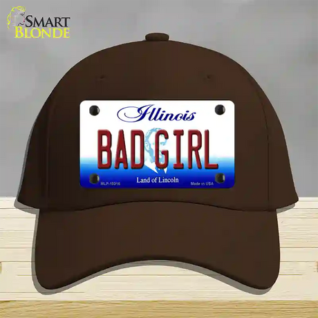 Bad Girl Illinois Novelty License Plate Hat Cotton / Dark Brown