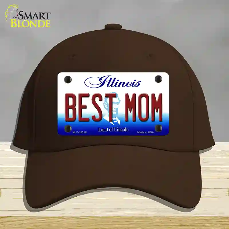 Best Mom Illinois Novelty License Plate Hat Cotton / Dark Brown