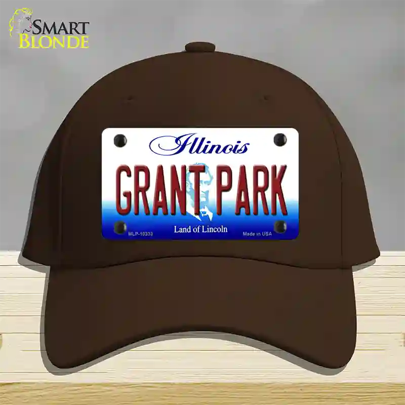 Grant Park Illinois Novelty License Plate Hat Cotton / Dark Brown