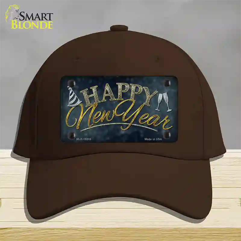 Happy New Year Novelty License Plate Hat Cotton / Dark Brown