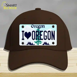 I Love Oregon Novelty License Plate Hat Cotton / Dark Brown