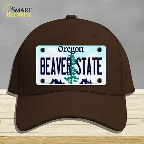 Beaver State Oregon Novelty License Plate Hat Cotton / Dark Brown