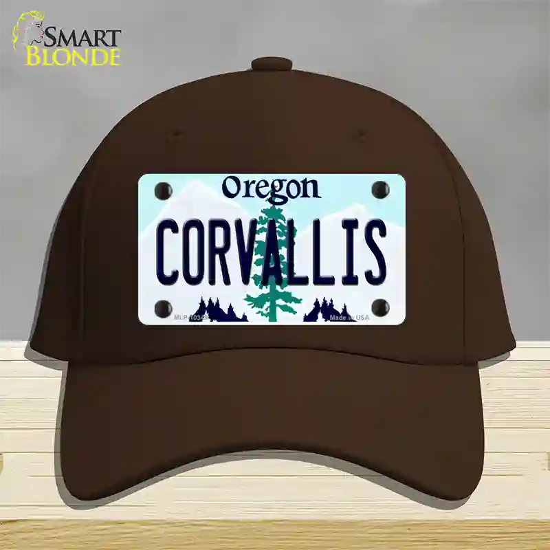 Corvallis Oregon Novelty License Plate Hat Cotton / Dark Brown