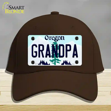 Grandpa Oregon Novelty License Plate Hat Cotton / Dark Brown