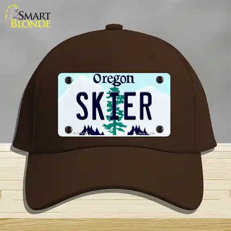 Skier Oregon Novelty License Plate Hat Cotton / Dark Brown