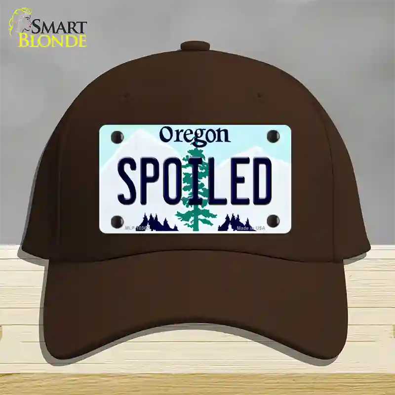 Spoiled Oregon Novelty License Plate Hat Cotton / Dark Brown