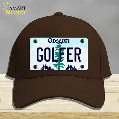 Golfer Oregon Novelty License Plate Hat Cotton / Dark Brown