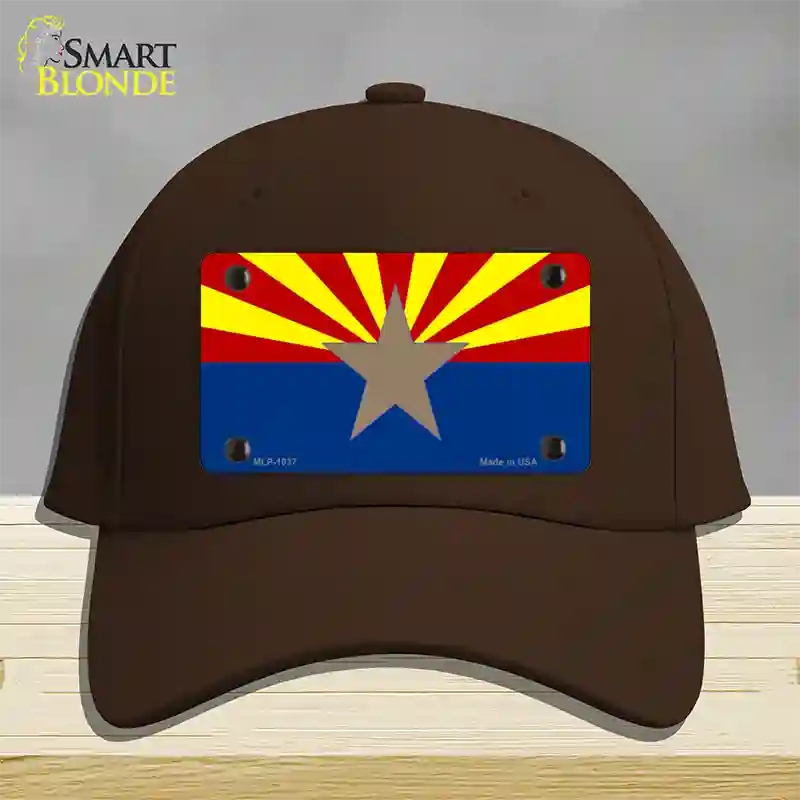 Arizona Big Star State Flag Novelty License Plate Hat Cotton / Dark Brown